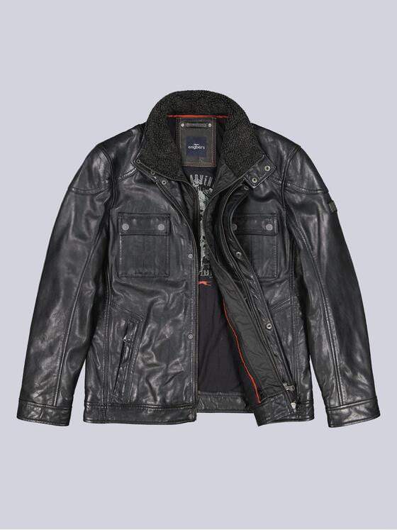 engbers Herren Lederjacke mit heraustrennbarem Inlet Schwarz 39275