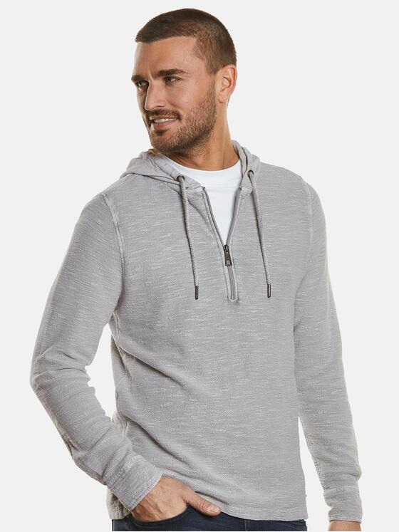 emilio adani Herren Langarm-Hemd mit Kapuze Grau 34507