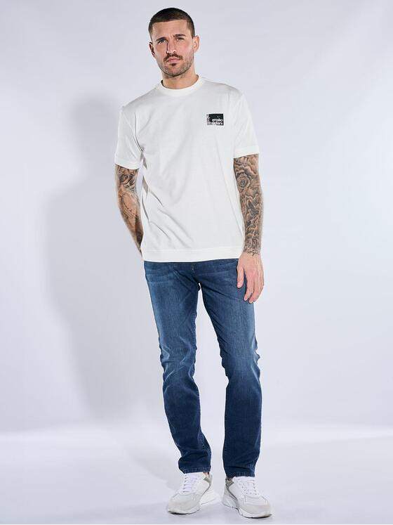 emilio adani Herren Rundhals T-Shirt Reinweiss 40762