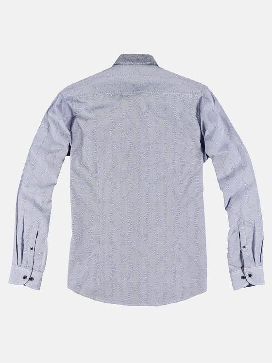 emilio adani Herren Langarmhemd mit Minikaro-Webung Blau 30534