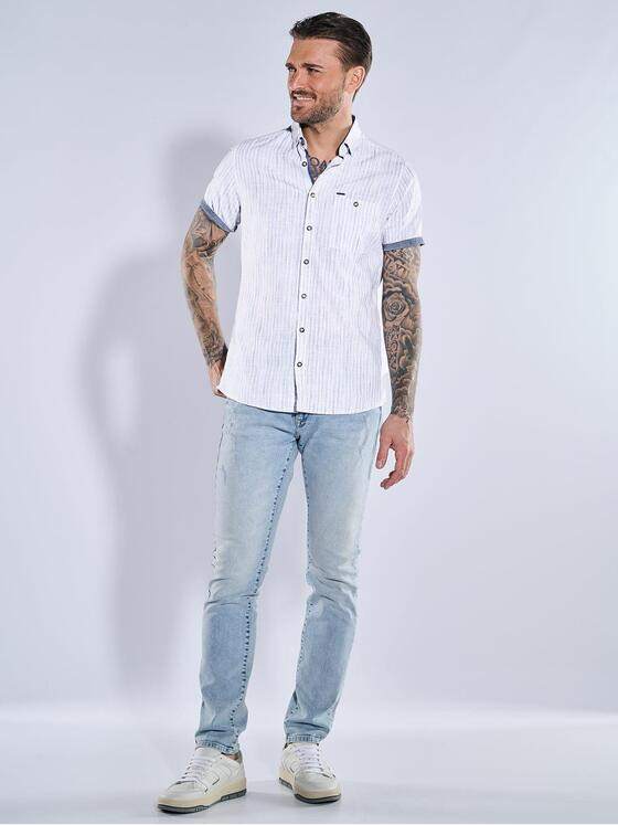 emilio adani Herren Kurzarm-Hemd gestreift Blau 38897