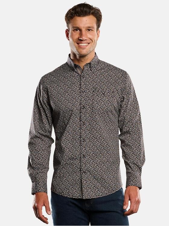 engbers Herren Langarm-Hemd gemustert Braun 33708