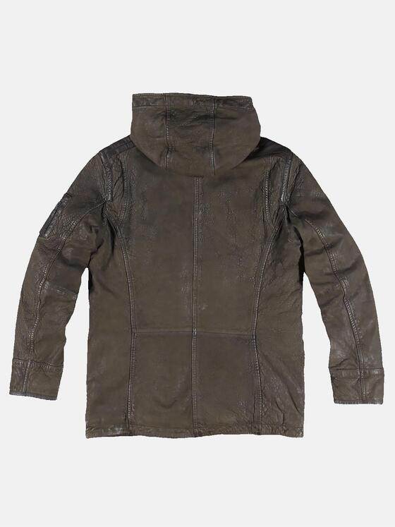engbers Herren Lederjacke mit Kapuze Braun 31845