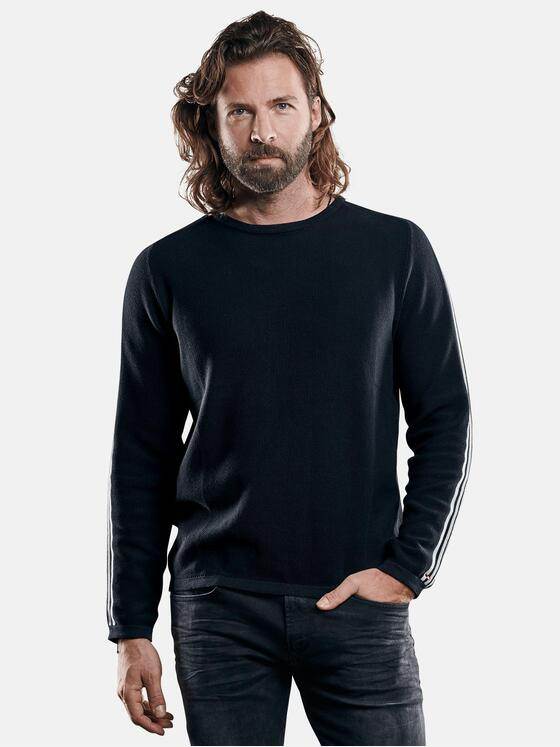 emilio adani Herren softer Pullover mit Kontraststreifen Schwarz 29279