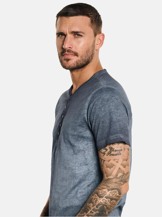 emilio adani Herren Henley T-Shirt Blau 32765
