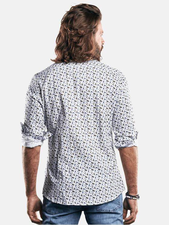 emilio adani Herren Hemd mit Minimal-Feder-Print Blau 29502