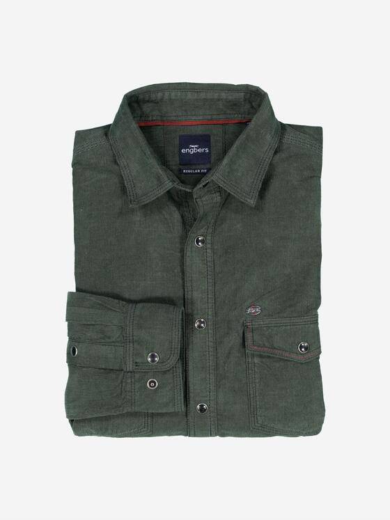 engbers Herren Langarm-Hemd uni Dunkelgruen 37391