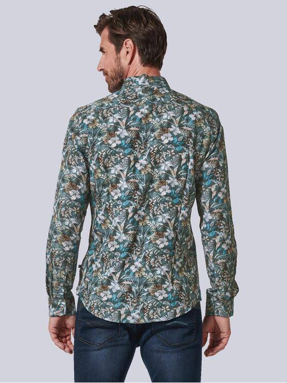 ENGBERS GERMANY Herren Langarm-Hemd mit innovativem All-Over-Print Braun 35781