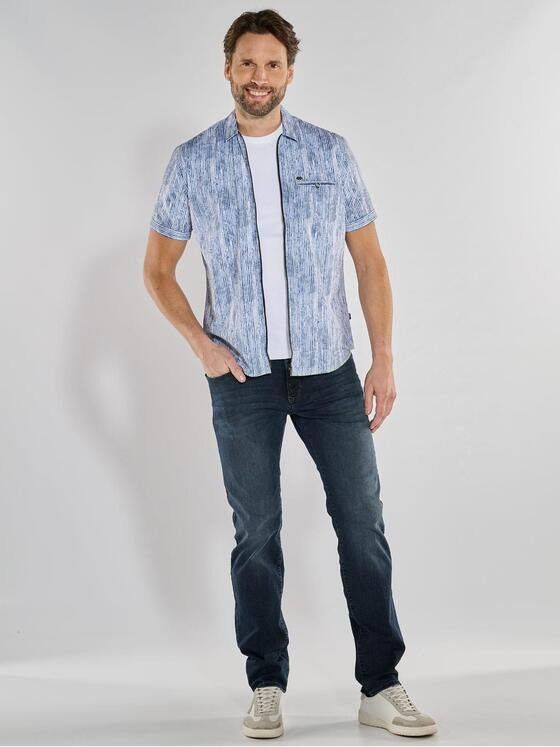 engbers Herren Kurzarm-Hemd gestreift Blau 36859