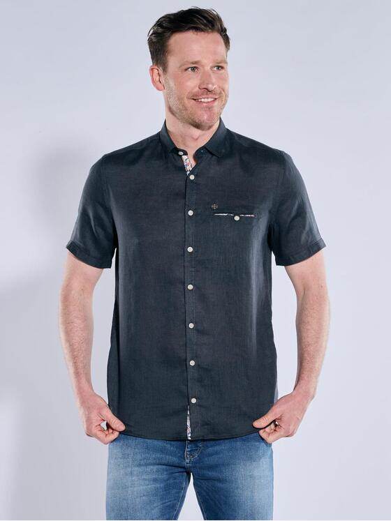 engbers Herren Kurzarm-Hemd aus Leinen Saphirblau 38362