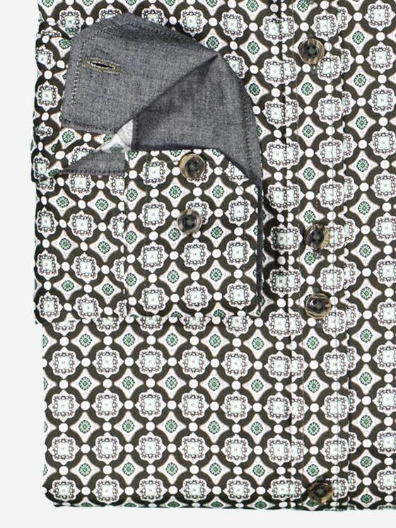 engbers Herren Langarm-Hemd gemustert Gruen 38017