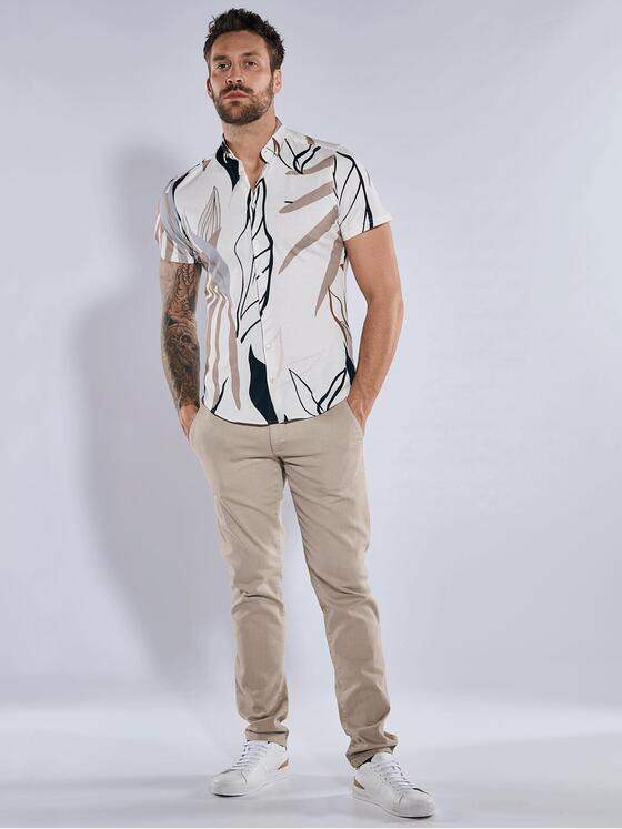 emilio adani Herren Kurzarm-Hemd slim fit Beige 36550
