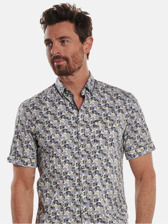 engbers Herren Kurzarm-Hemd gemustert Zitronengelb 32621