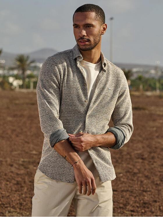emilio adani Herren Langarm-Hemd slim fit Braun 36221
