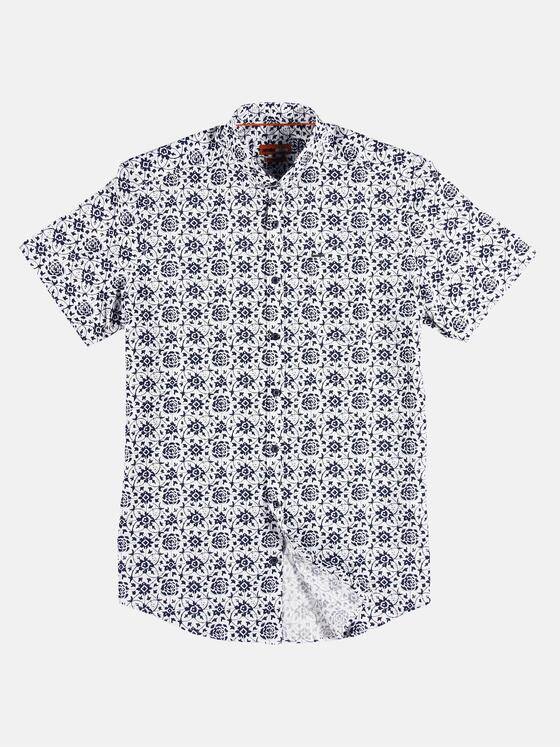 emilio adani Herren Kurzarmhemd mit modischem All-Over Print Blau 29702
