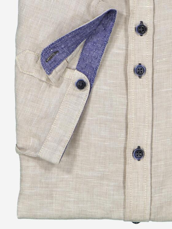 engbers Herren Kurzarm-Hemd mit Leinenanteil Beige 36588