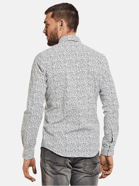 emilio adani Herren Modisches Langarmhemd mit Fancy-Allover-Print Schwarz 30010
