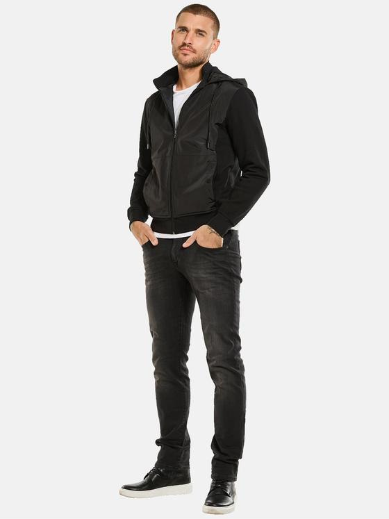 emilio adani Herren Sweatjacke mit abnehmbarer Kapuze Schwarz 34114