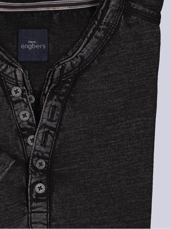 engbers Herren Henley-Shirt uni Schwarz 36155
