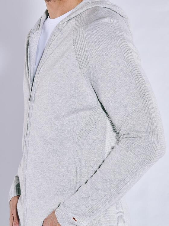 emilio adani Herren Cardigan mit Kapuze Grau 37397