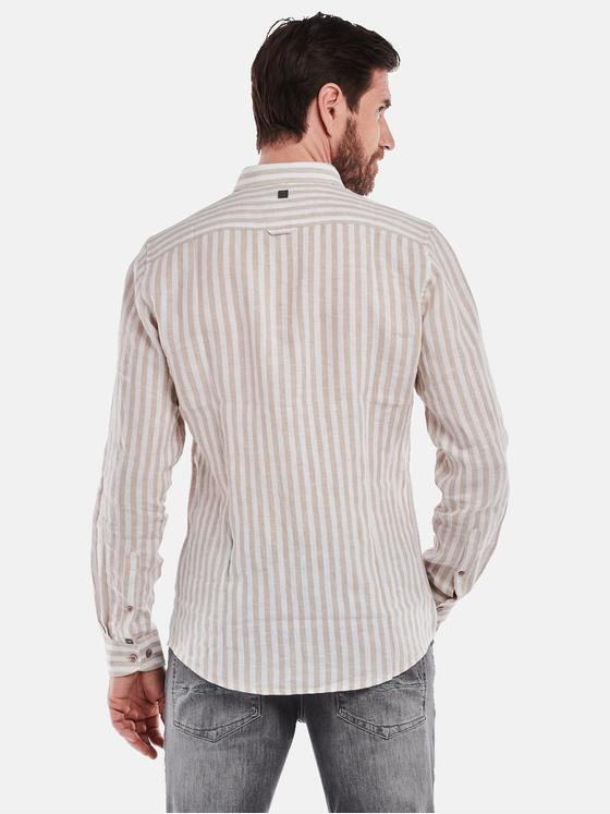 ENGBERS GERMANY Herren Langarmhemd aus Leinen Braunbeige 34781