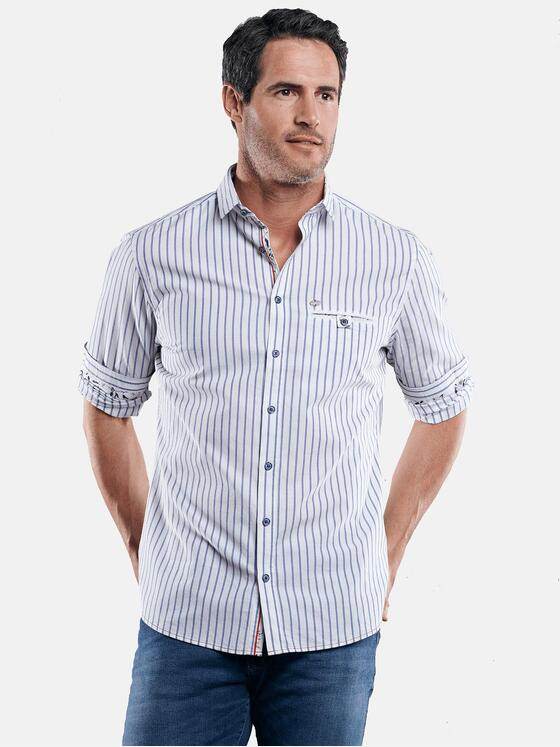 engbers Herren Gestreiftes Langarmhemd Marineblau 29520