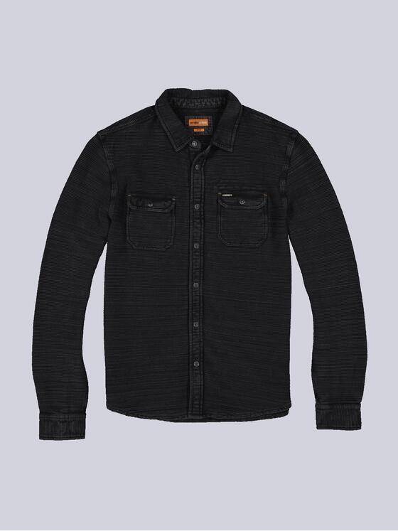 emilio adani Herren Langarm-Shirt mit Polo-Kragen Schwarz 36108
