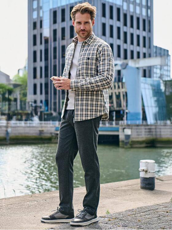 engbers Herren Overshirt kariert Braunbeige 39129