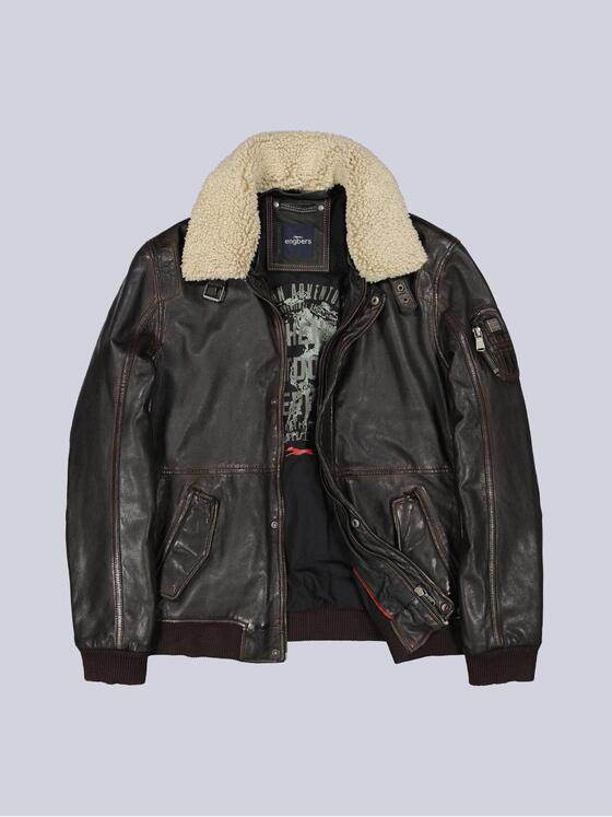 engbers Herren Lederjacke mit heraustrennbarem Kragen Dunkelbraun 39273