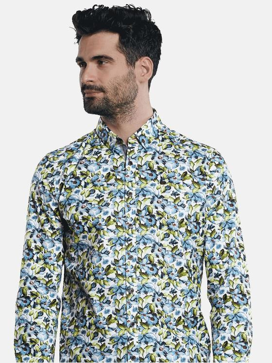 engbers Herren Hemd mit floralem All-Over Print Gruen 31294
