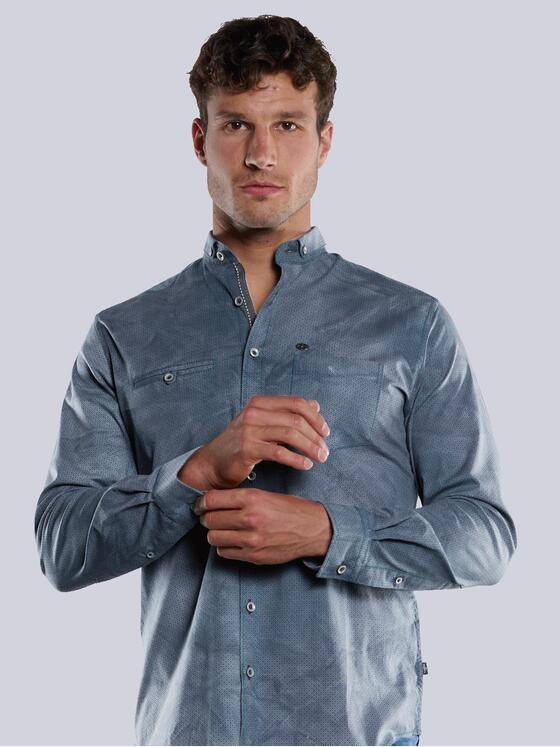 engbers Herren Langarm-Hemd in Batik-Färbung Türkis 33373
