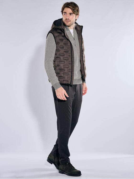 emilio adani Herren Steppweste mit Brusttasche Schwarzbraun 40866