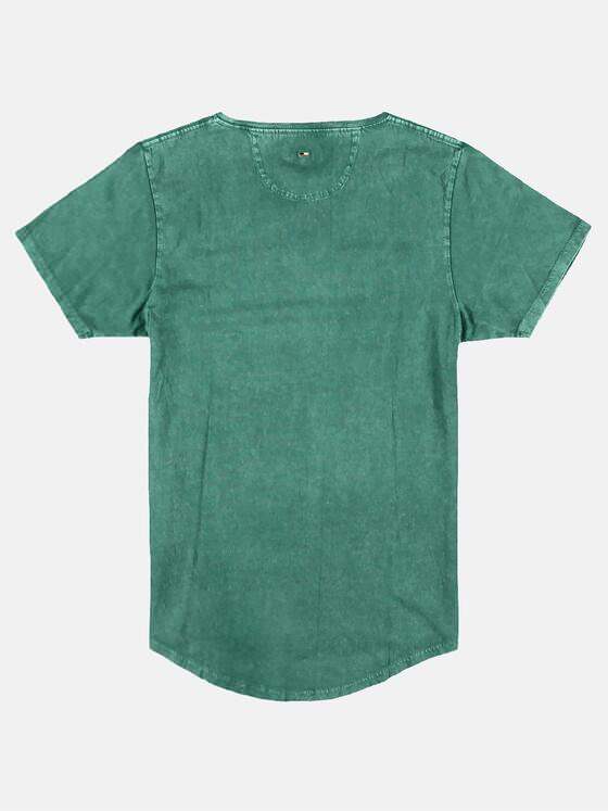 emilio adani Herren Statement-Print T-Shirt Türkis 27314