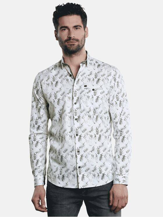 engbers Herren Modisches Langarmhemd mit floraler Musterung Anthrazit 31695