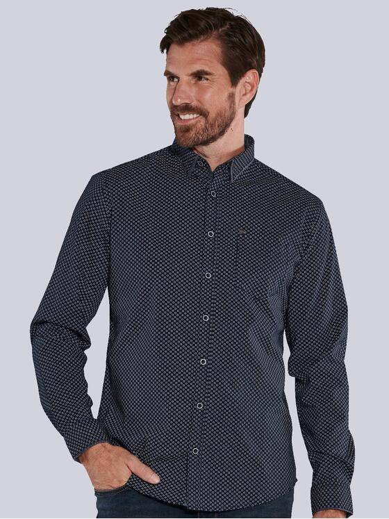 engbers Herren Langarm-Hemd gemustert Blau 36060