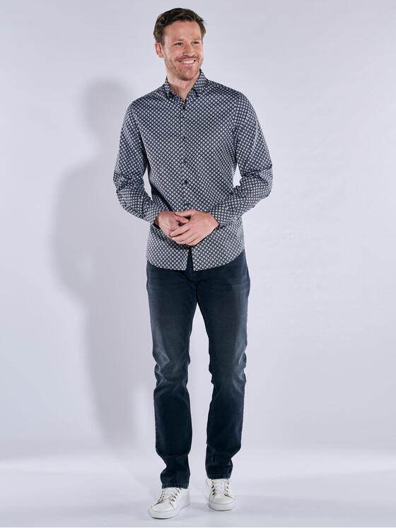 ENGBERS GERMANY Herren Langarm-Hemd in Satin-Warenqualität Schwarz 37445