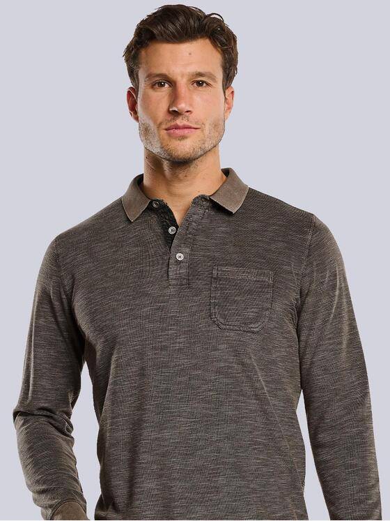 engbers Herren Langarm-Shirt mit Polo-Kragen Hellbraun 33774