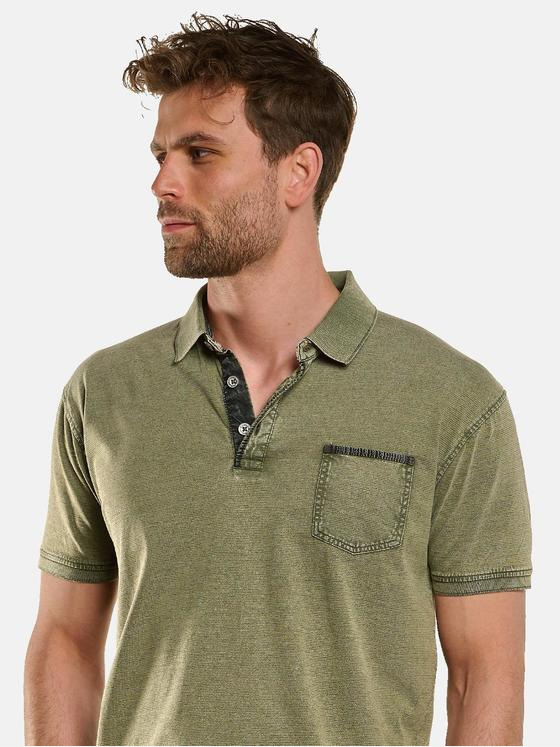 engbers Herren Polo-Shirt gestreift Oliv 33139