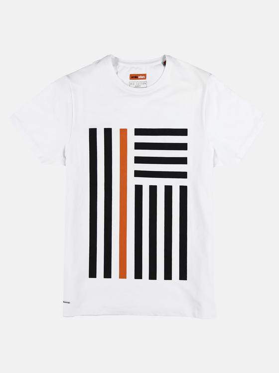 emilio adani Herren Bio-Baumwoll-T-Shirt mit erhobenem Statement-Print Weiß 29186