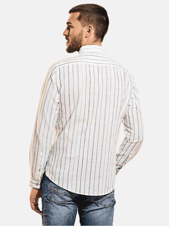 emilio adani Herren Modisches Freizeit-Hemd mit Streifen Weiß 31557