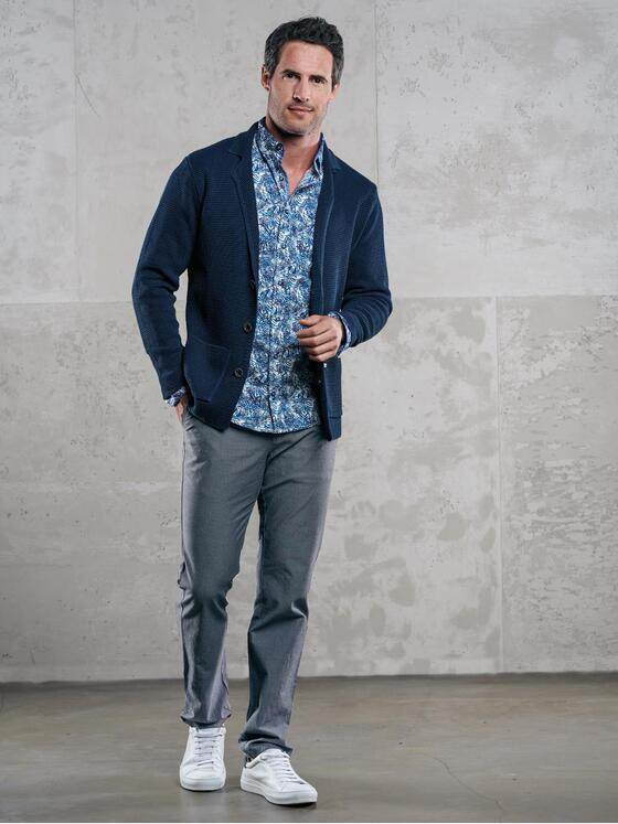 engbers Herren Hemd mit Palmenprint Saphirblau 29084