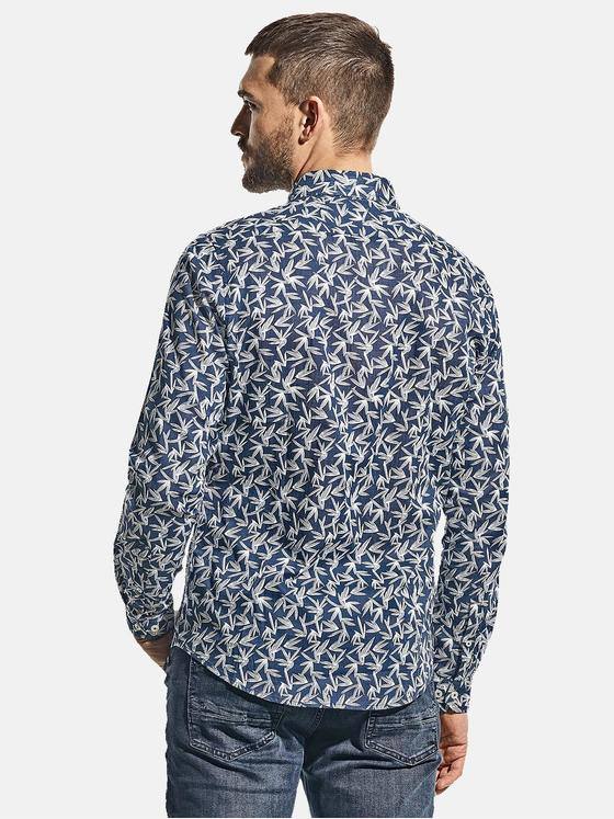 emilio adani Herren All-Over-Print-Hemd Blau 31328