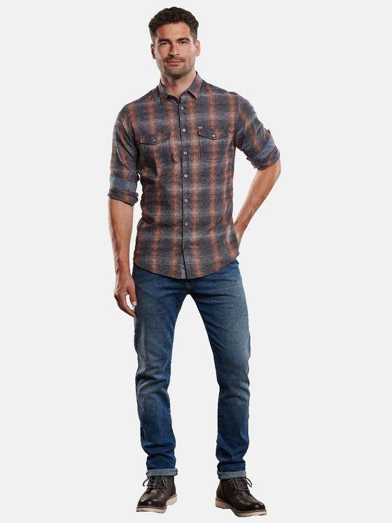 engbers Herren Langarm-Hemd kariert Dunkelorange 32268