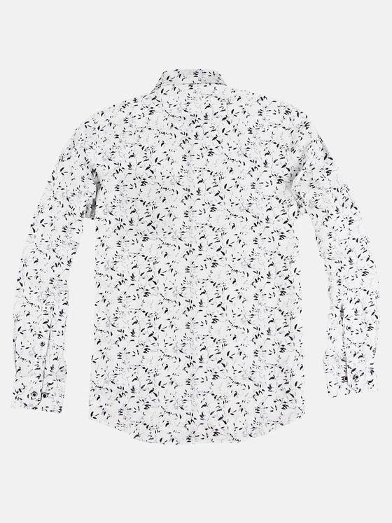 emilio adani Herren Langarmhemd mit floralem Druck Grau 29328