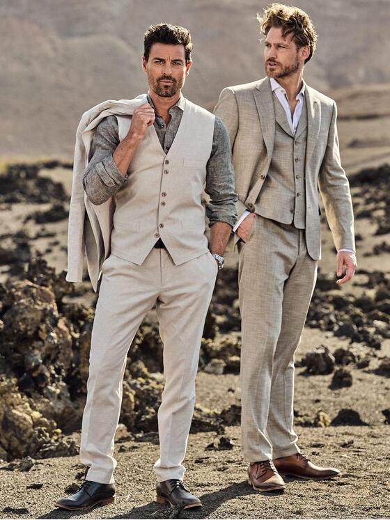 engbers Herren Sakko-Weste mit Leinenanteil Naturweiss 38422