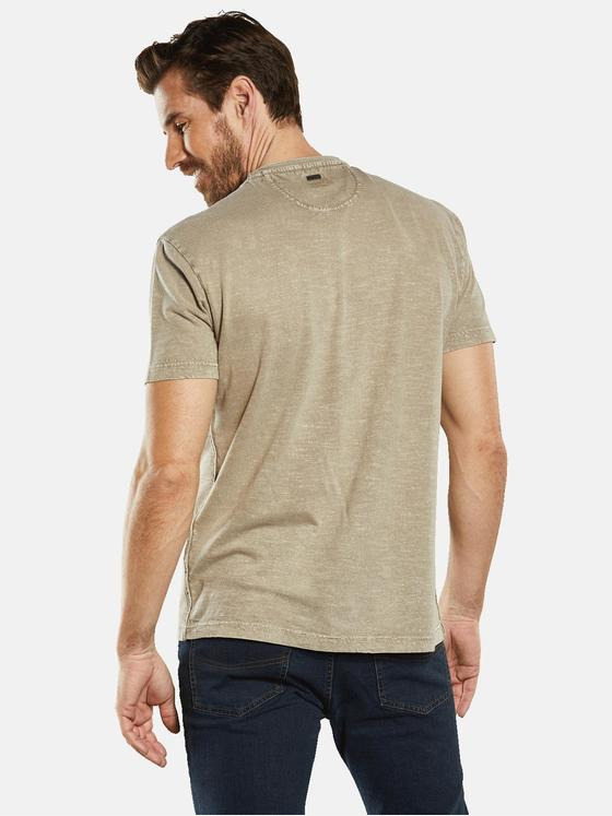 engbers Herren T-Shirt mit Leinenanteil Beige 34853