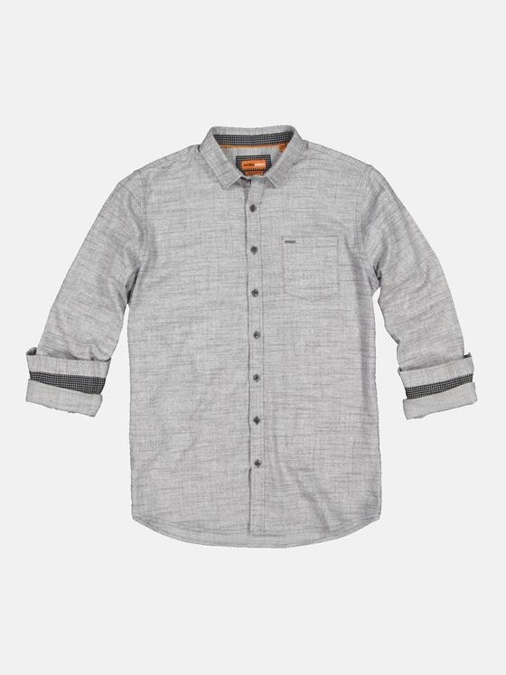 emilio adani Herren Langarm-Hemd aus Flanell Grau 33788