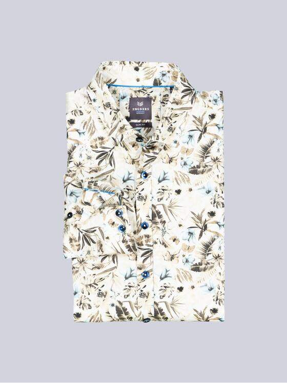 ENGBERS GERMANY Herren Langarm-Hemd aus flexiblem Warenmaterial Naturweiss 38547