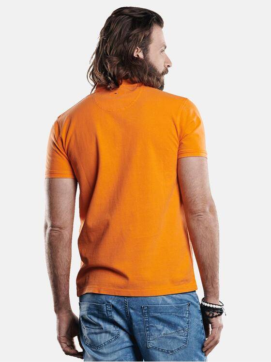 emilio adani Herren Sommerlich gefärbtes Poloshirt mit Stehkragen Orange 29676