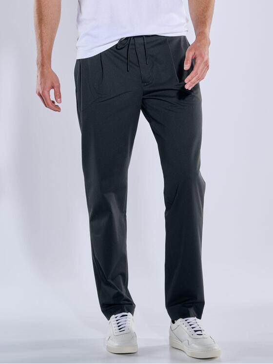 emilio adani Herren Anzug-Hose mit Tunnelzug Schwarz 39133